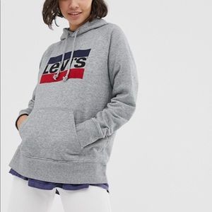 LEVI’S GREY KANGAROO POCKET COTTON LOGO HOODIE M